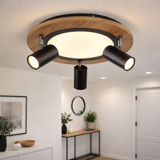 Globo - plafonniere - Kassu - naturel zwart - metaal - Ø 40cm - LED - 67307D