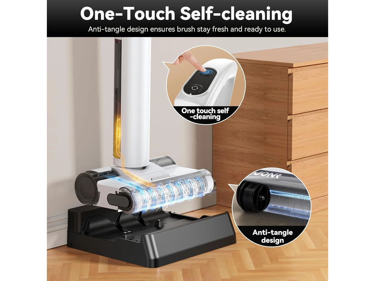 JONR S20 Pro Wet & Dry Stofzuiger Met Basisstation – 180° Platliggend Design – Natte En Droge Vloerreiniger – Wit
