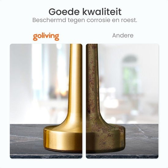 Goliving Tafellamp Oplaadbaar – Draadloos en dimbaar – Moderne touch lamp – Nachtlamp Slaapkamer – 21 cm – Goud