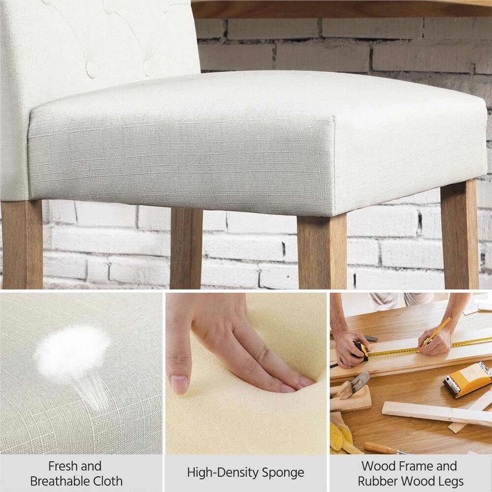 Yaheetech eetkamerstoelen met hoge rugleuning - Set van 2 - Beige - 45,5 × 62 × 98,5 cm