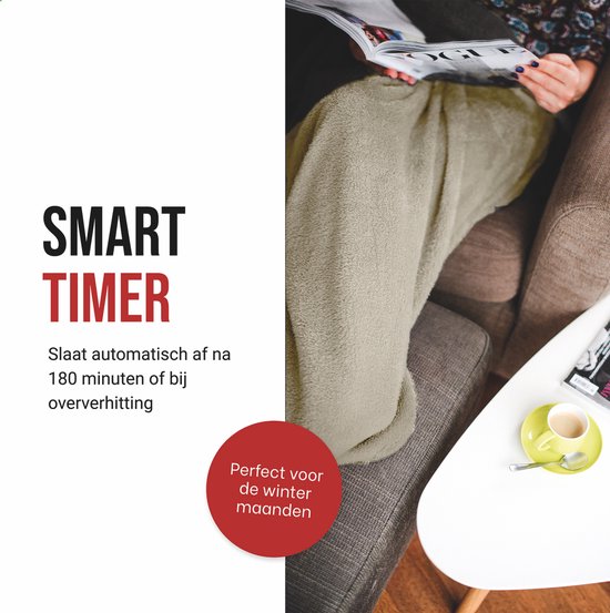 DistinQ Elektrische Bovendeken XXL 180x160 cm - 2 persoons omslagdeken - 160Watt - Automatische Uitschakeling - Oververhittingsbescherming - 9 Standen - Warmtedeken - Beige Energiezuinig -