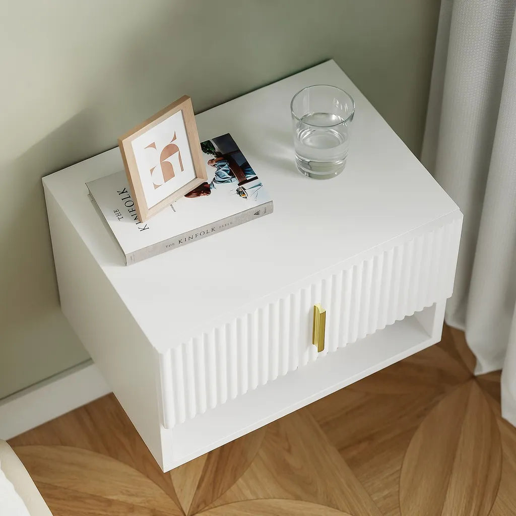 SoBuy Nachtkastje FBT176-E-W - Wit - 40 x 30 x 26 cm - Met Lade en Open Plank