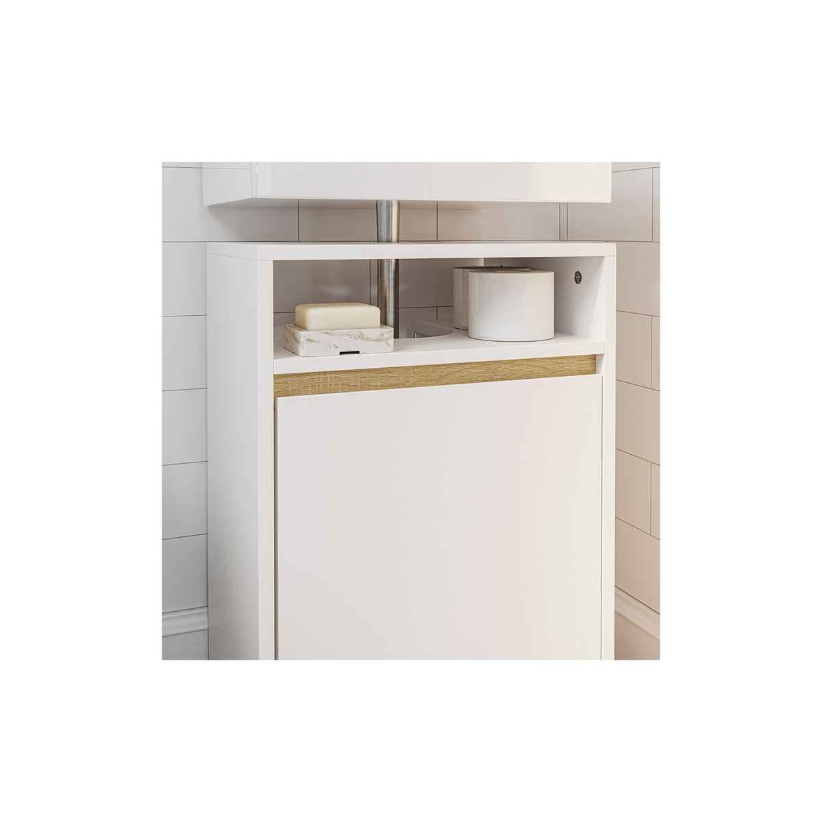 SoBuy Wastafelmeubel 1 Deur - Wit - 40 x 36 x 60 cm - Met Open Vak, Modern