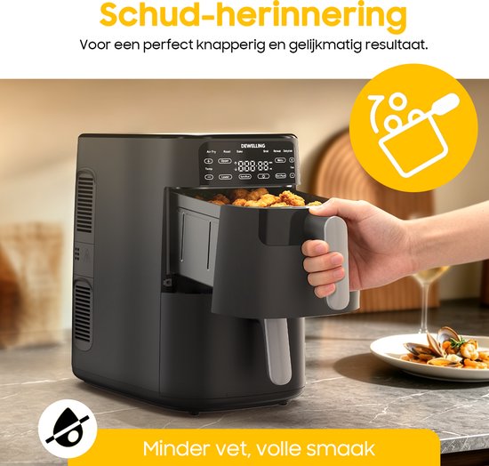 Airfryer met dubbele laag - 2700W Krachtig Vetvrij Frituren - 10L Heteluchtfriteuse met dubbele lade en verticale constructie bespaart 50% ruimte - 6 programma's - Grote capaciteit voor thuisgebruik - Inclusief Receptenboek