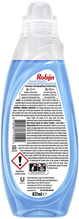 Robijn Quickwash Morning Dew Vloeibaar Wasmiddel 8-Pack – Blauw/Groen – Vloeibaar Wasmiddel