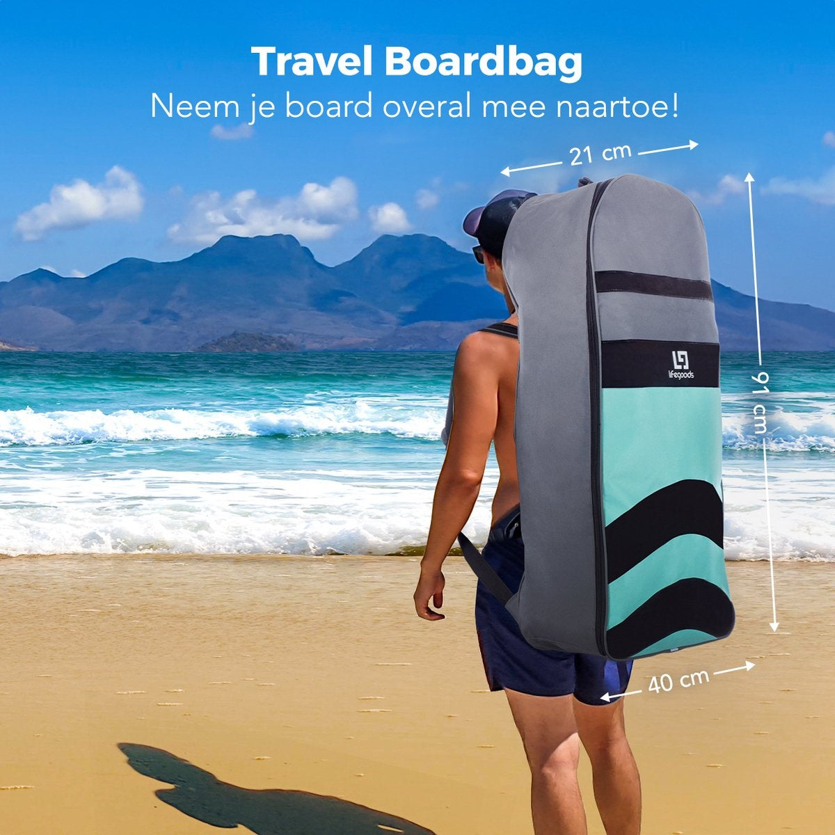 LifeGoods SUP Board - met Zitje - Opblaasbaar Paddle Board - Complete Set - Max. 135KG - 320x81cm - Mintgroen/Zwart