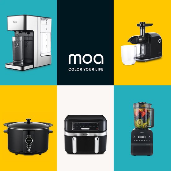 MOA Slowcooker met Timer - 6,5L - Ø 24,5cm - Aluminium Binnenpan - Doorzichtige Deksel - 3 Warmtestanden - Vaatwasserbestendig - BPA-Vrij - Zwart