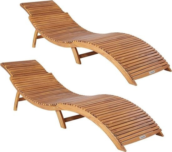Casaria Ligstoel 2 Stuks - FSC®-Gecertificeerd Acaciahout – Bruin
