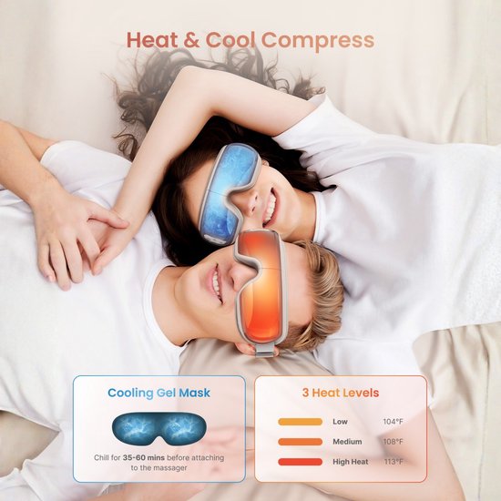 RENPHO Eyeris 3 Oogmassager - Voor rondom ogen en slapen - Warmtefunctie en verkoelende optie - Met voice control en bluetooth - Verschillende intensiteiten - Rose goud