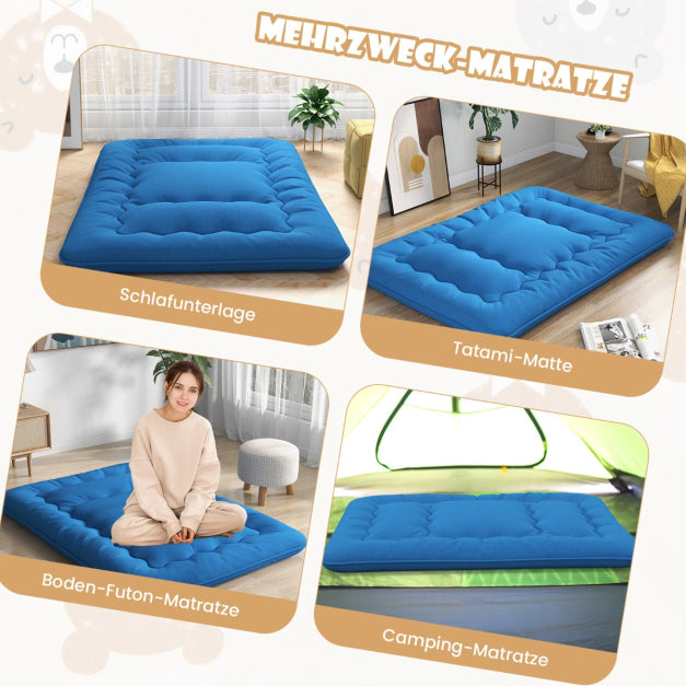 Coast Vloermatras - Microvezel & Polyester - Incl. Draagtas - 140 x 200cm - Blauw