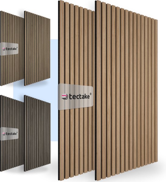 tectake® - Set van 2 akoestische panelen Sonic Wall - licht eiken - Geluidsabsorberend paneel - Geluidsdemping - div kleuren - afm. per paneel (LxBxH): ca. 120x60x2,1cm