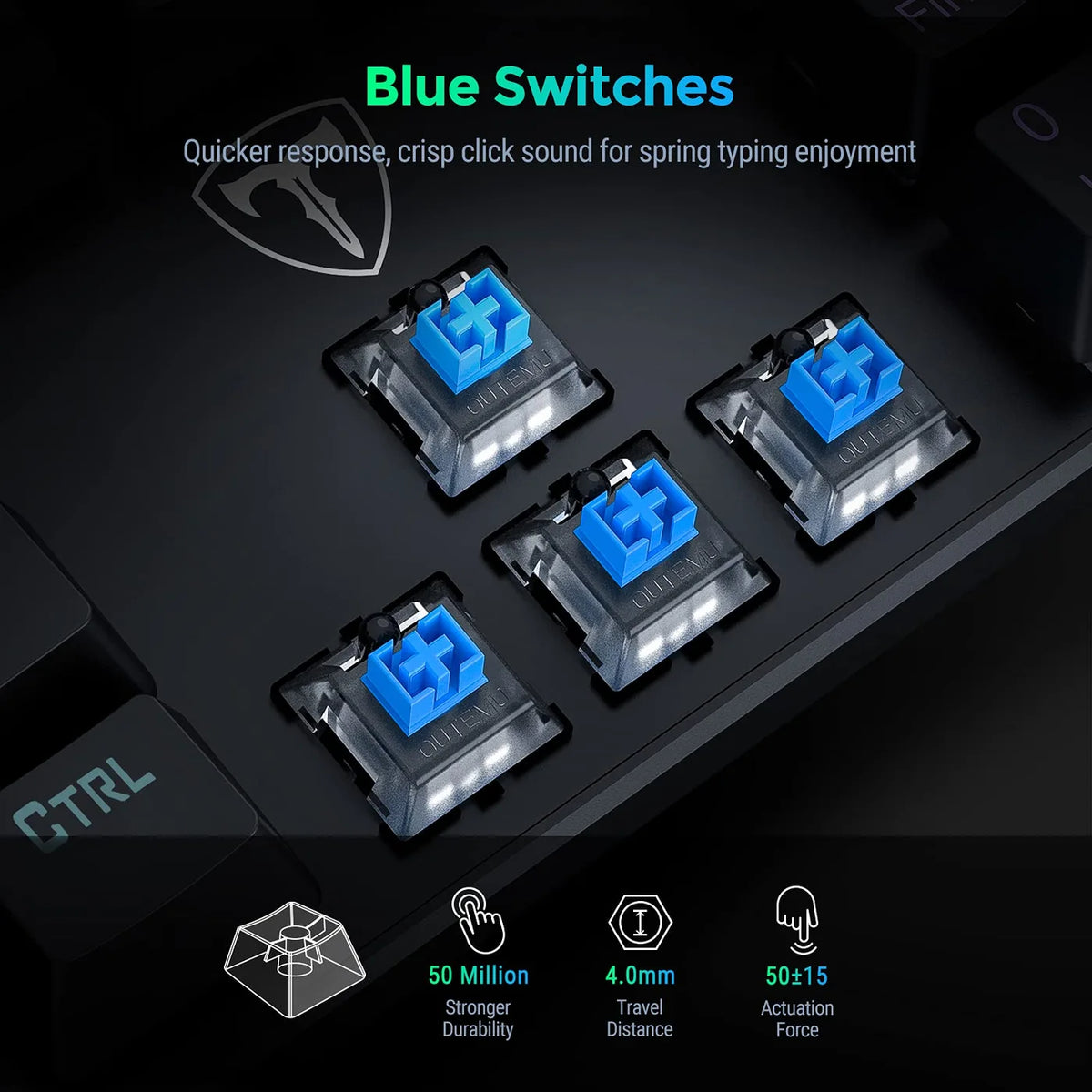 ET Mechanisch Toetsenbord USB Bedraad - 104 Toetsen - Blauwe Switch, RGB, Anti-Ghosting