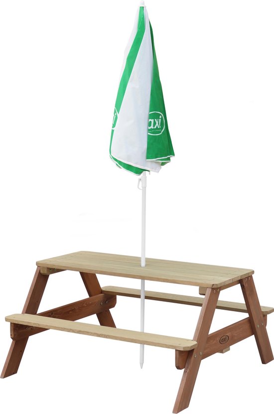 AXI Parasol in Groen / Wit - Kinderparasol van 125cm voor kinderen  - Compatibel met AXI picknicktafels, watertafels & zandbakken