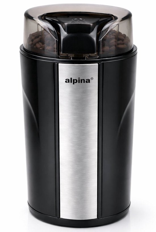 alpina Elektrische Koffiemolen 200W - Coffee Grinder voor 70g Koffiebonen - Bonenmaler met RVS Messen - Maler met Veiligheidsslot - Zwart