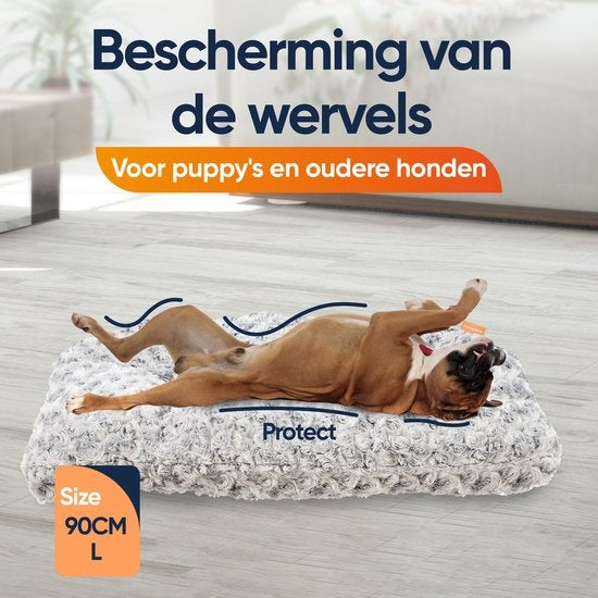 Happysnoots Benchkussen 90 x 60 cm - Hondenkussen - Hondenbed - Grijs - Wasbaar