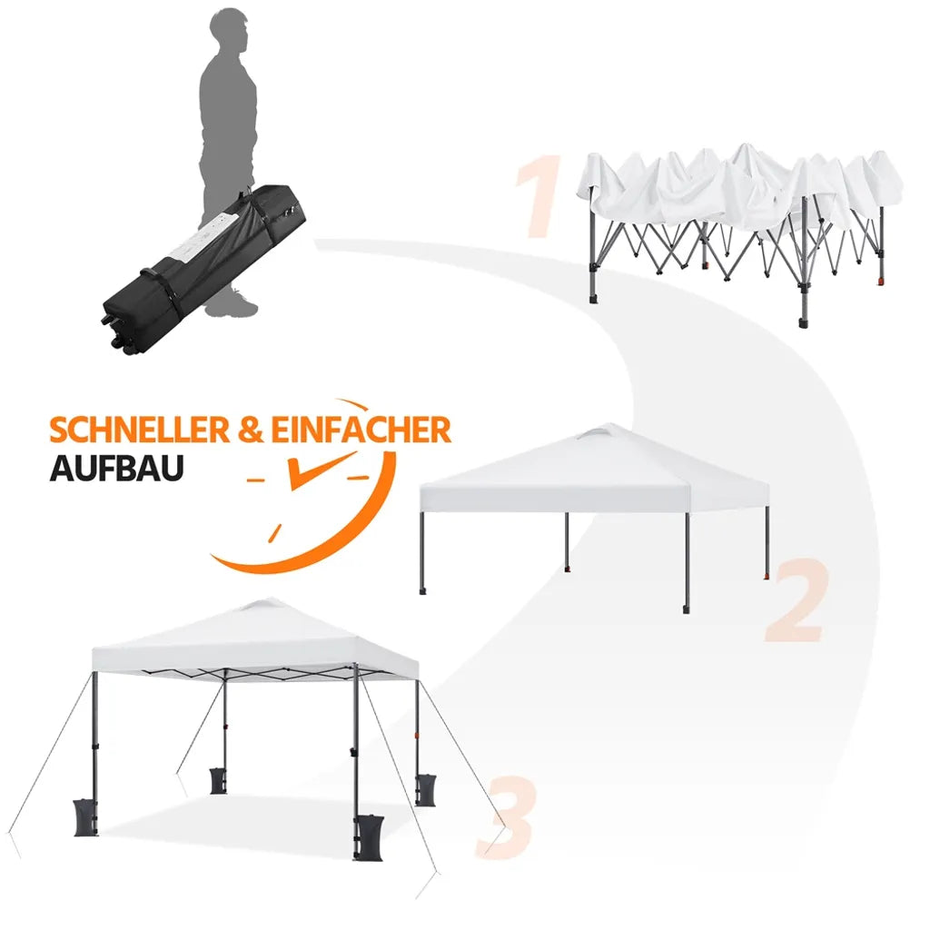 Yaheetech Opvouwbare Partytent 3 x 3 m - Wit - Waterdicht - Verstelbare Hoogte - UV50+ - Inclusief Draagtas en 4 Zandzakken