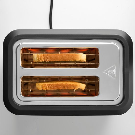 FRITEL Toaster TO 2995 - Stijlvolle Broodrooster - 2 Sleuven - 7 Toastniveaus - 850W - Touch Display - Mat Zwart - Uitneembare kruimellade + Broodjesopzet