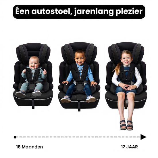 Oemmie Autostoel i-Size - Autostoeltjes - Kinderstoel Auto - Kinderzitje - Autozitje - Groep 1/2/3 (67-150cm) - Zwart