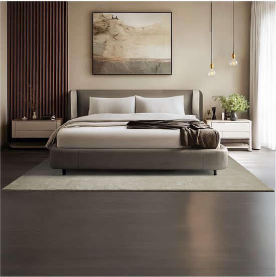 tectake® Kortpolig Vloerkleed - 160 x 230 cm - Zandkleur - Tapijt voor Woonkamer, Slaapkamer, Eetkamer - Onderhoudsvriendelijk en Wasbaar - Antislip Ondertapijt - Allergievriendelijk - Diverse maten en kleuren