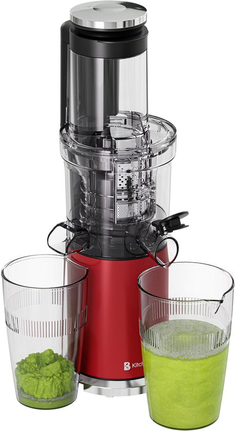 KitchenBrothers Slowjuicer - Verticaal - Juicer - Groenten en Fruitpers - 80 mm - 750 ml - Rood