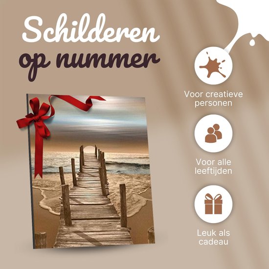Rubye® Schilderen Op Nummer Volwassenen – Zonsondergang – Inclusief Verf en Penselen – Canvas Schildersdoek – Kleuren op Nummer – 40x50cm
