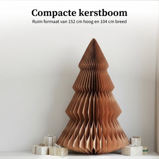 Mica Decorations Papieren Kerstboom - Opvouwbare Kunstkerstboom - H152 x Ø104 cm - Kerst Decoratie - FSC Mix - Bruin