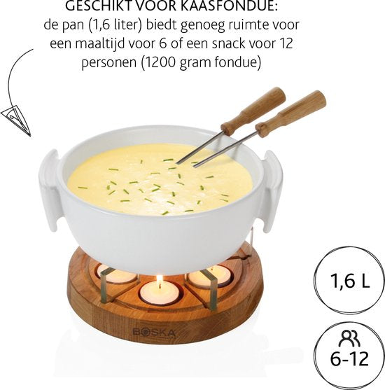 Boska Candlelight Fondue Twinkle - Voor 1.200 gram Kaasfondue - 1,6 liter