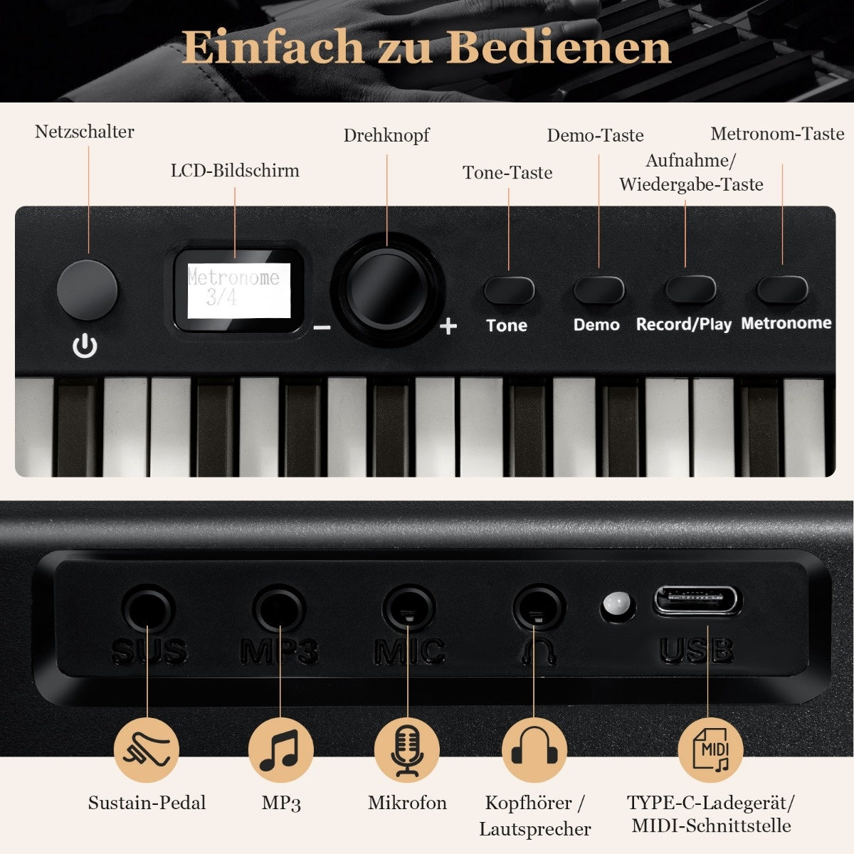 Coast opvouwbare e-keyboard opvouwbaar met 88 verlichte toetsen digitaal toetsenbord digitaal toetsenbord zwart