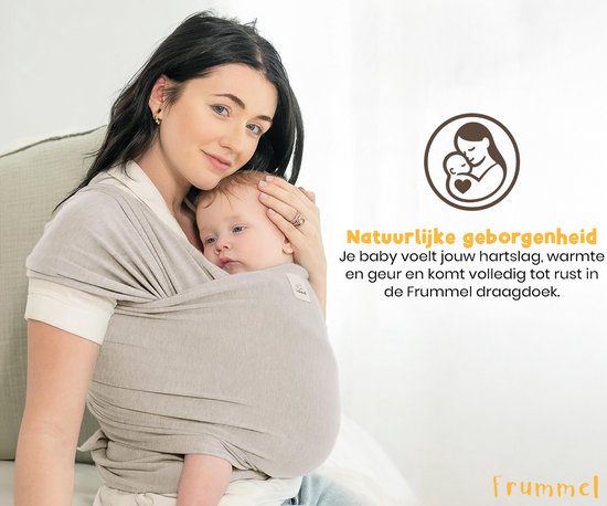 Frummel Baby Draagdoek Beige - Draagzak - Baby Wrap - Baby carrier - Draagdoek geweven - Baby 0-36 maanden - Newborn
