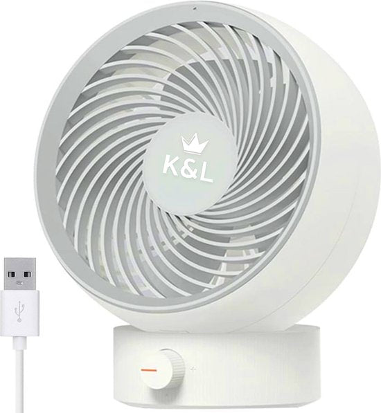 K&L Stille Ventilator - Tafelmodel - USB powered - Kantelbaar - Wit