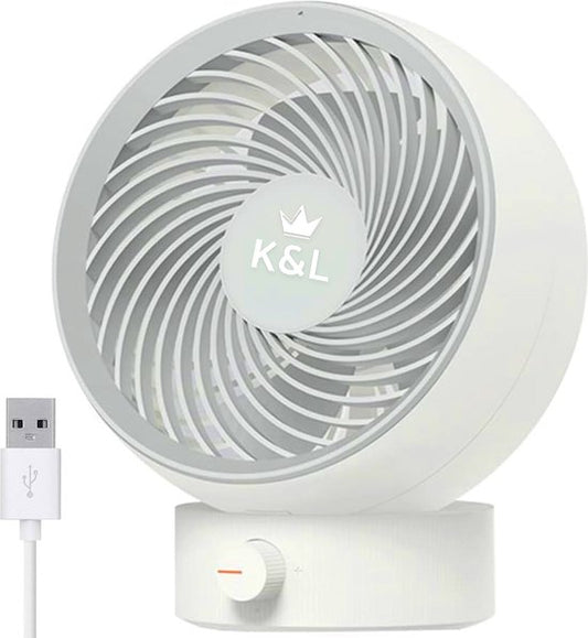 K&L Stille Ventilator - Tafelmodel - USB powered - Kantelbaar - Wit