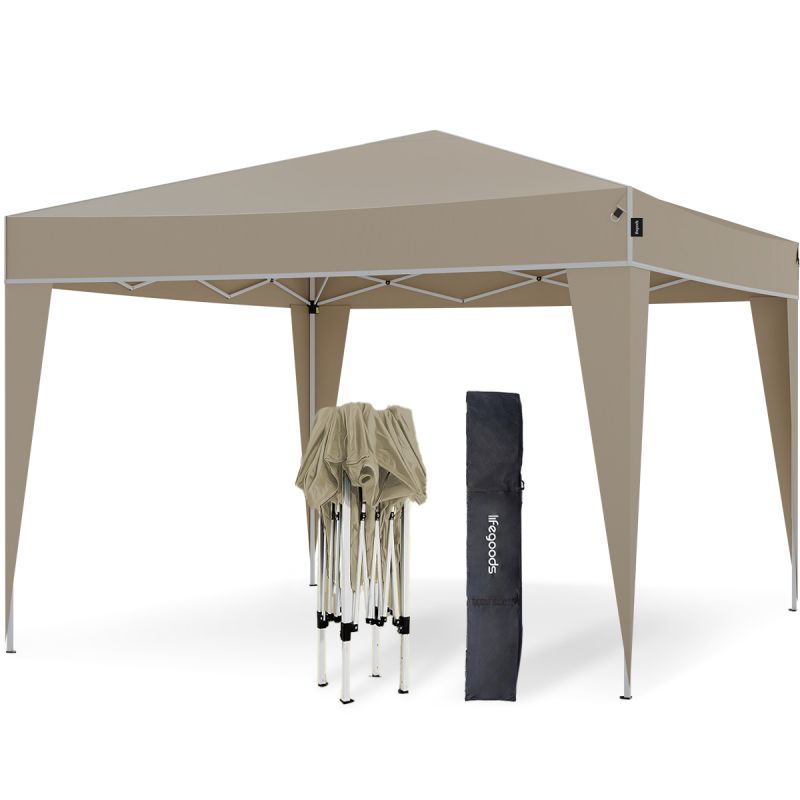 LifeGoods Partytent - Easy Up - Opvouwbaar - Waterdicht - Met Draagtas - 300 x 300 x 320 cm - Beige