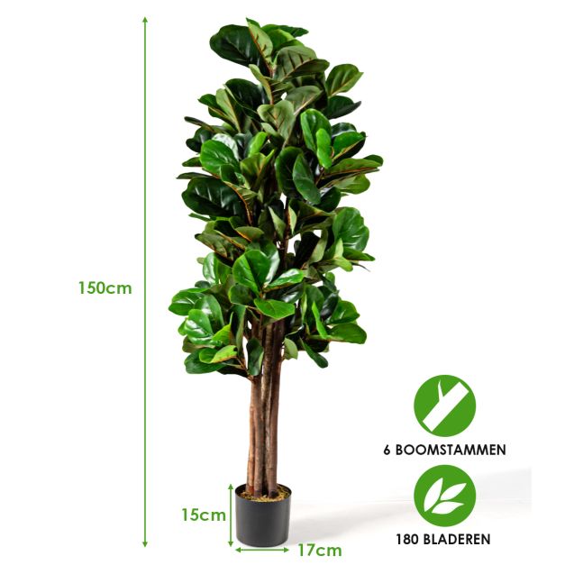 Coast Kunstmatige Vijgenboom – Inclusief Bloempot – Kamerplant - 1,5 m