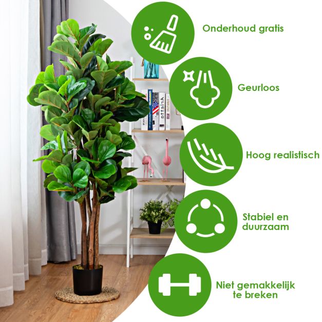 Coast Kunstmatige Vijgenboom – Inclusief Bloempot – Kamerplant - 1,5 m