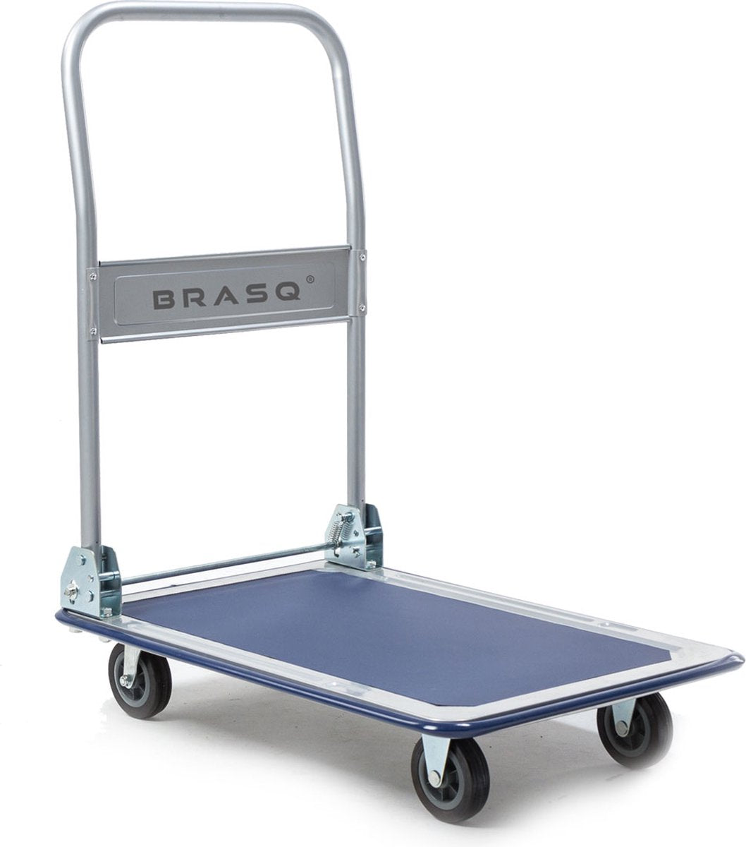 BRASQ Plateauwagen Inklapbaar - Draagvermogen 300 KG - Transportkar - Transportwagen - Magazijnwagen - Platformwagen - Zilver