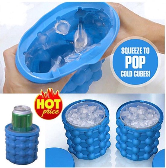 Shop-Story - Ijsemmer/ijsblokjesmachine - Drankenkoeler - 2 in 1 siliconen emmer - Blauw