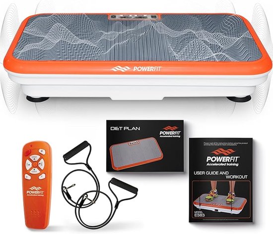 Vibro Shaper - trilplaat met oscillatietechnologie verstevigt het lichaam - powerplate belast alle spiergroepen - inclusief power stretchbandjes