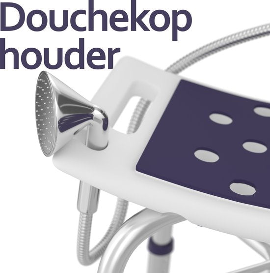 Sanicraft® Douchekruk - Verstelbaar Douchekrukje met Zitkussen - Handgrepen, Douchekophouder & Anti-Slip Poten - Roestvrij - 120kg Draagkracht
