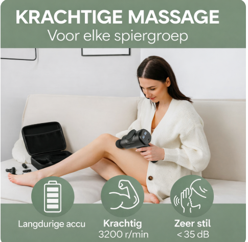 HELDENWERK Active Massagepistool – Zwart – 30 Snelheden – 6 Massagekoppen – Fluisterstil – USB-C Oplaadbaar – LCD Touchscreen – Inclusief Opbergkoffer - Zwart