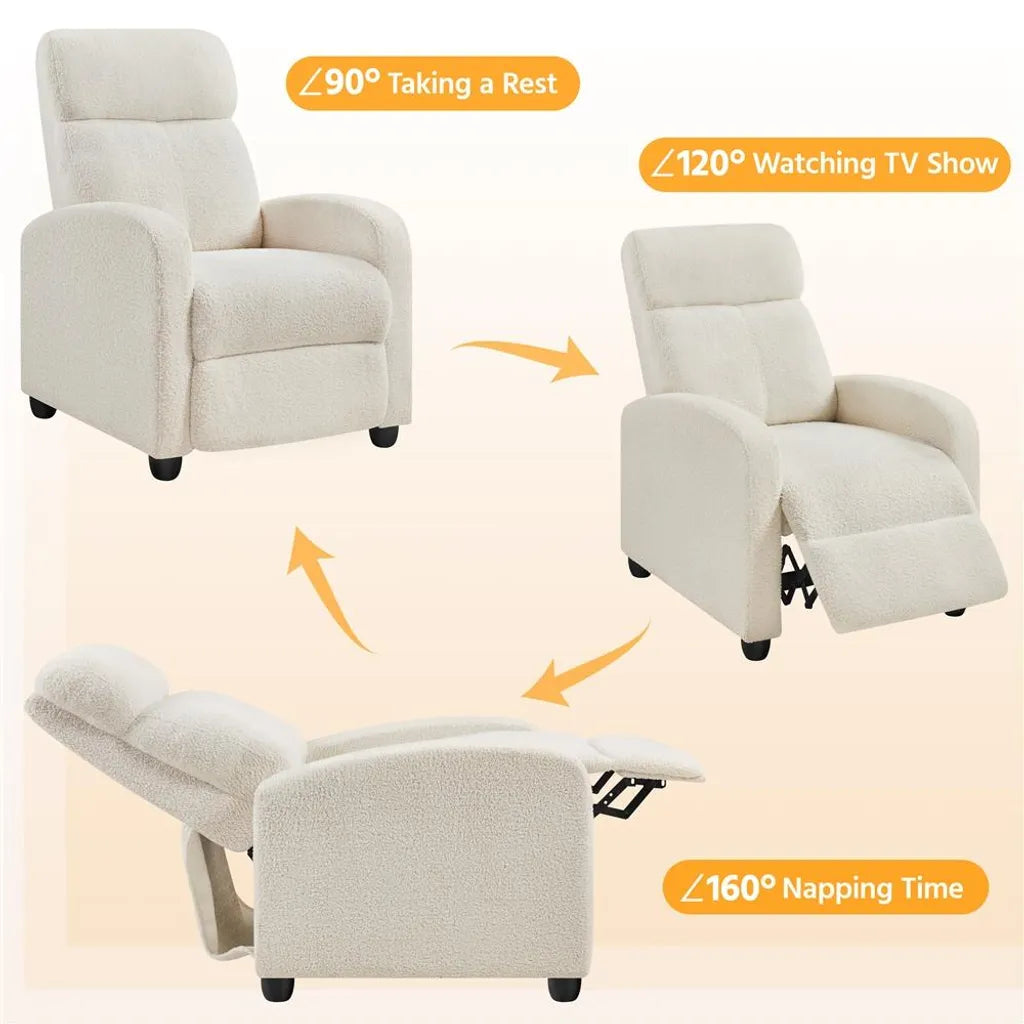 Yaheetech Relaxfauteuil Tv-fauteuil met Slaapfunctie, Wit