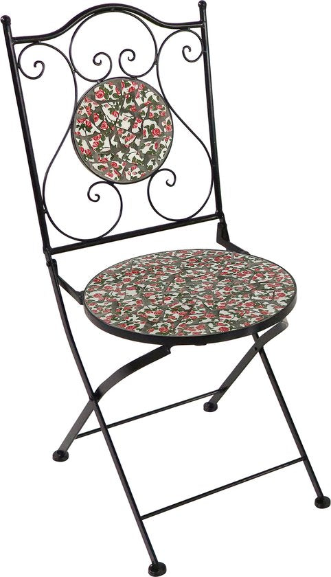 AXI Amélie Bistroset Mozaïek Bloemen Roze - Metalen frame met keramische tegeltjes – Balkonset 2 stoelen en tafel