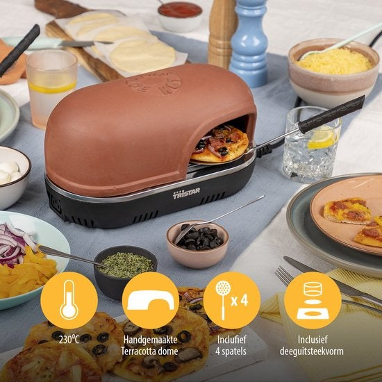 Tristar Pizza Festa Gourmet Connect PZ-9162 - Pizzaoven en Pizzamaker - Gourmetstel voor pizza's - Uitbreidbaar en koppelbaar voor maximaal 8 personen - Set 4 Personen