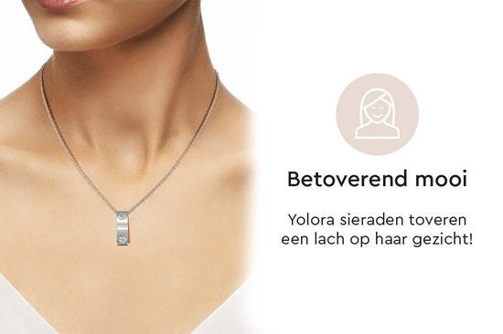 Yolora Dames Ketting met Hanger en Kalpa Camaka Kristallen - Zilver kleurig - 18K Witgoud Verguld - Cadeauverpakking - Moederdag Cadeautje