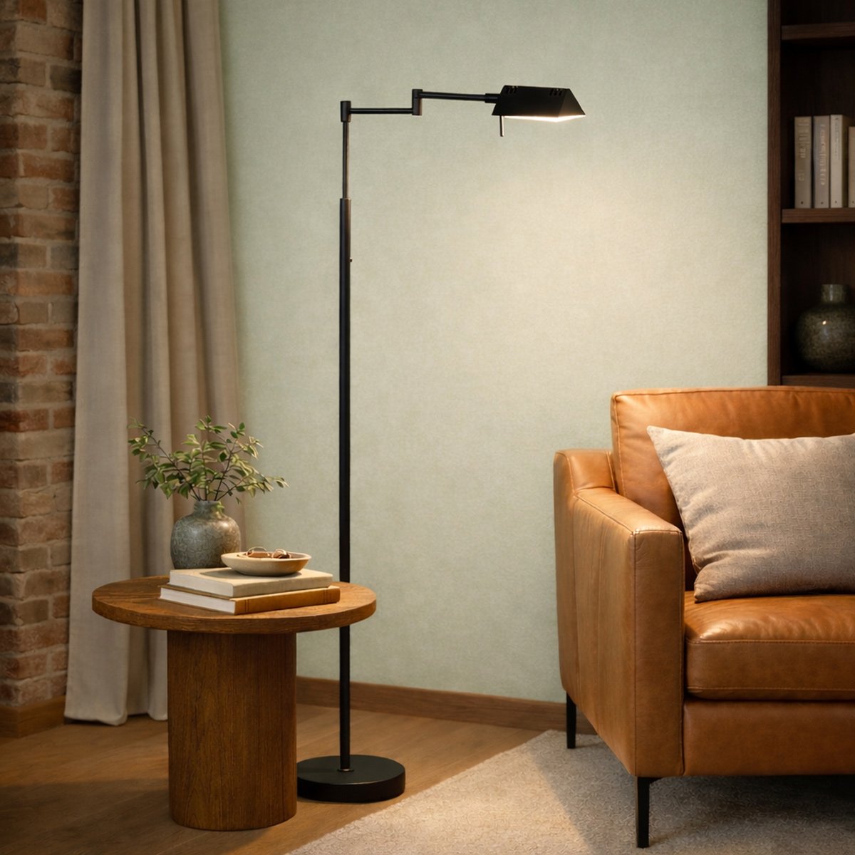 Mexlite - vloerlamp - GlowGo - zwart - metaal - leeslamp - LED - 4603ZW