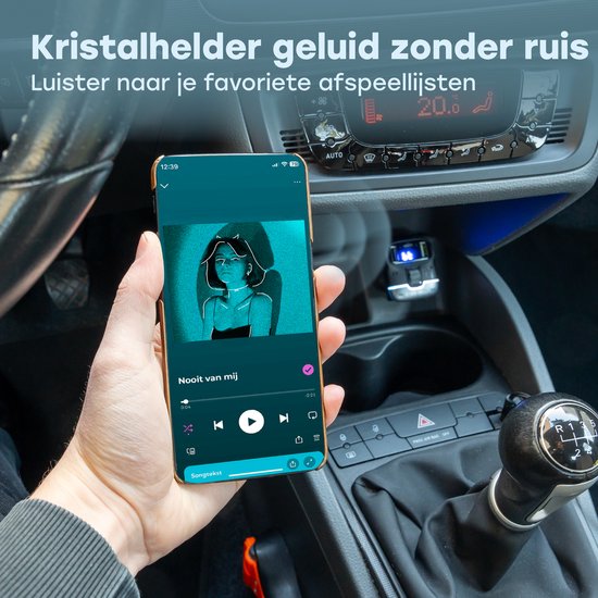 Audyn Bluetooth FM Transmitter - USB-A & USB-C - Bluetooth-ontvanger - Snellader - Autolader - Carkit - Auto Accessoires - RGB