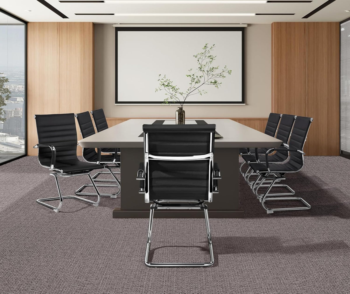 Eetkamerstoelen met Armleuningen Set van 2 PU Kunstleer met Verchroomd Frame Zwart