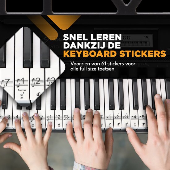 Finesse Keyboard Piano - Statief & Accessoires - 61 Keys - MIDI - Digitale Piano - Elektrische Piano - Kind - Zwart/Wit