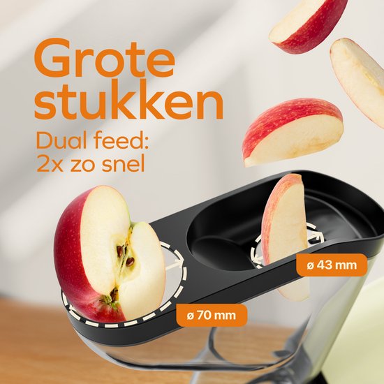 KitchenBrothers Slowjuicer XL - Juicer - Groenten en Fruitpers - 43 mm en 70 mm invoer - 500 ml - Champagne