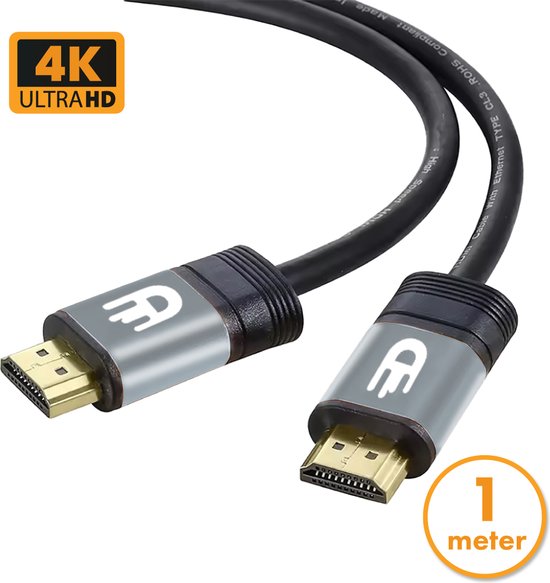 Drivv. Premium HDMI Kabel 2.0 - Ultra HD 4K 60 Hz - HDMI naar HDMI - Geschikt voor Xbox Series X & PS5 - 1 meter - PVC - Grijs