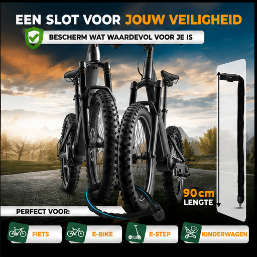 Fietsketting Slot 6mm Gehard Staal – 90cm – Met Sleutelslot – Anti Diefstal Fiets Slot
